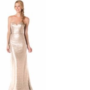 Bari Jay gold sequin strapless gown
